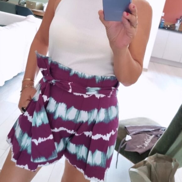 Sezane Tyson Purple Tie-Dye Women's Cotton Shorts - Picture 16 of 16